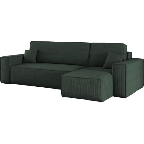 Ecksofa mit schlaffunktion und bettkasten, Eckcouch BEST stoff Poso Dicker Cord viele farben Grün Re (1/5)