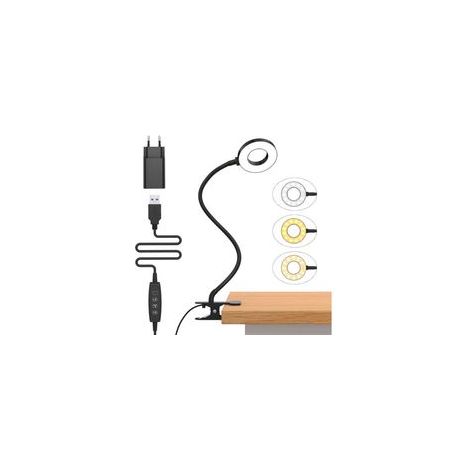 10W Lampe de Bureau à Pince avec Adaptateur USB[3 Modes d’Éclairage &10 Niveaux de Luminosité] Flexible à 360°Lampe Lecture Clipsable, 40CM Lampe Bureau Led pour Maison/Bureau (1/5)