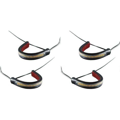 Clignotants de fourche LED bicolores (blanc et ambre) pour moto, étanches, avec fonction Switchback (4 unités) (1/5)