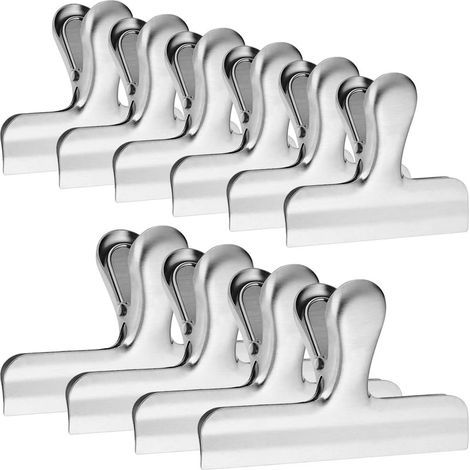 Set mit 10 Edelstahl-Beutelclips mit stabilen Papiergriffen für Kaffeetüten, Brottüten, Küchen- und Haushaltstüten. Sunny (1/5)