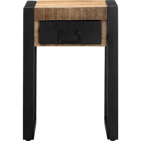 Table d'appoint 35x35x50 cm bois massif de manguier brut