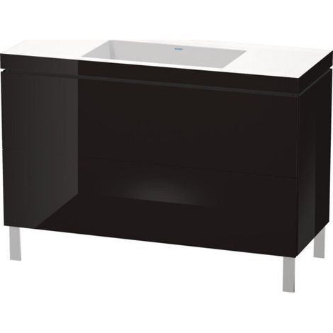 Mueble de baño L-CUBE WT Vero Air 698x1200x480mm sin orificio para grifería negro brillante (1/3)