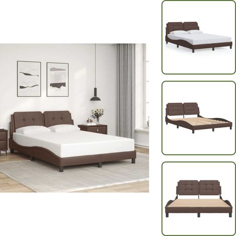 Cama con cojín - vidaXL Estructura de cama sin colchón Zadar cuero sintético marrón 120x200cm - Cama Zadar