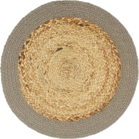 Napperons 4 pcs Naturel et gris 38 cm Jute et coton (1/4)