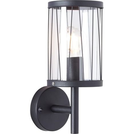 BRILLIANT Lampe Reed Außenwandleuchte stehend schwarz matt 1x A60, E27, 60W, geeignet für Normallampen (nicht enthalten) IP-Schutzart: 44 - spritzwassergeschützt (1/5)