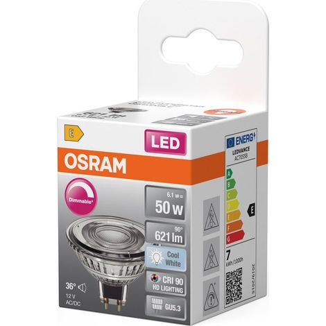 Lampadina LED classica, riflettore GU5.3, 621lm = 50W, bianco neutro, dimmerabile, OS OSRAM (1/3)
