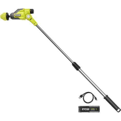 Spazzola motorizzata telescopica RYOBI 4V - Asta da 1,2 m - Testina orientabile a 180° - Batteria da 2,0 Ah e caricator