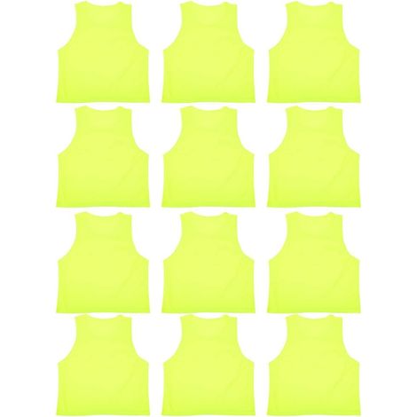 Football Training Jersey, Football Pinnies, Football Vest in Polyester Fiber + Nylon Fabric, 12 Pieces, Neon Green, Small, Vest (1/5)