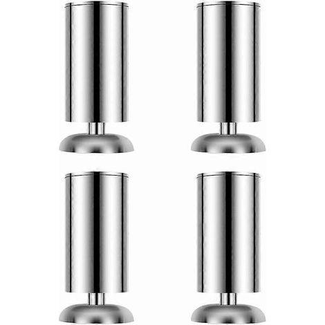 pieds de meuble de 50 x 80 mm, pieds ronds en acier inoxydable pour placards de cuisine - Patins en caoutchouc - Sûrs et silencieux (1/4)