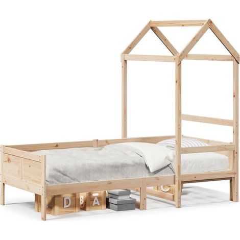 Canapé-lit à baldaquin, matelas non inclus, 80x200 cm, bois massif. (1/5)