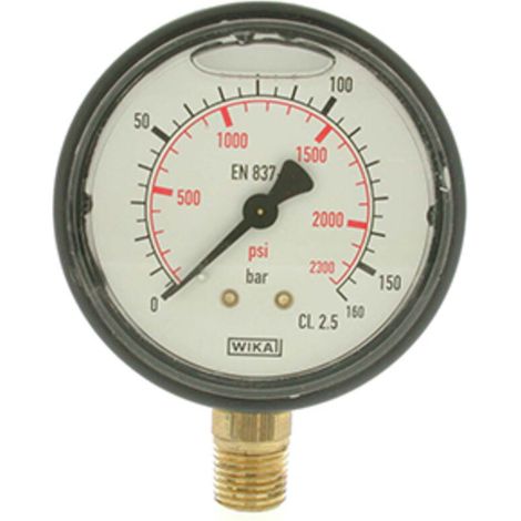 Manomètre À Glycérine - 1 Pièce - 0 À 160 Bar - Raccord 1/4 Pouces BSP - Boîtier ABS - Pour Systèmes Hydrauliques Et Pneumatiques (1/2)