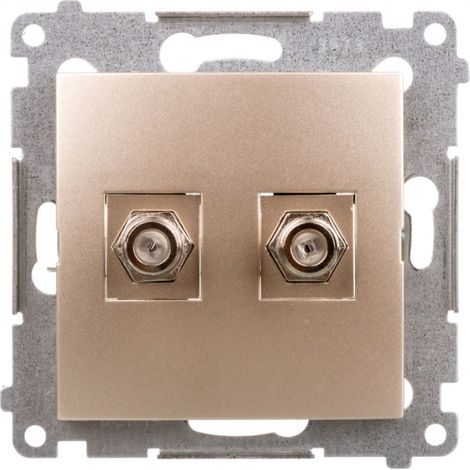 Simon 54 Conector doble para antena tipo F, oro mate DASF2.01/44
