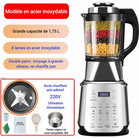 Blender chauffant multifonction 220V avec fond anti-brûlure 800W 220v 42,5 × 25,5 × 33,5 cm 5,4 kg – Livraison gratuite