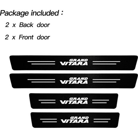 (4 pièces) Seuil de porte latéral autocollant en fibre de carbone,anti-rayures,imperméable,pour Suzuki Grand Vitara