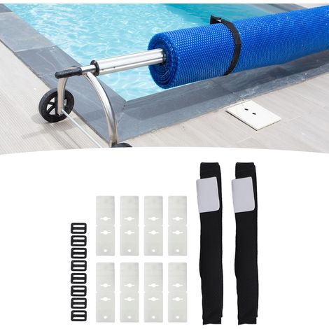 Kit de fixation de voile solaire pour piscine avec straps réglables, kit d'attache pour couverture de piscine, 8 straps PVC nylon réglables 178cm. (1/5)