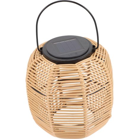 Poignée Pour Patio Lanterne Rotin Avec Pelouse Extérieure Table Solaire Suspendu Cour LED Décoration Paysage Jaune Lumière Lampe Jardin Mariage Lumières (1/4)