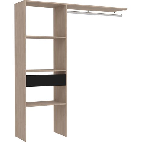 Vestuario de madera, 3 estantes, 1 cajón, un armario: 160x40x180 ELYSEE