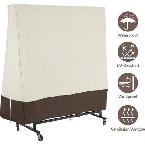 Housse de tennis de table imperméable en tissu Oxford pour intérieur et extérieur Beige avec marron (1/4)