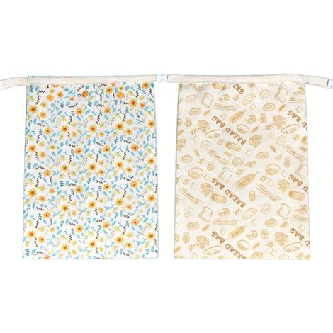 Sacs à pain extra larges en cire d'abeille (conçus pour le pain - lot de 2, motif citron) - Sacs de rangement réutilisables, 100 % coton
