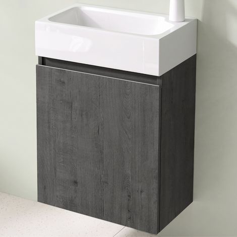 Mai & Mai Ensemble de Meuble de Salle de Bain Meuble sous Lavabo Suspendu Gris-brun 46x26x63cm avec Vasque PS02