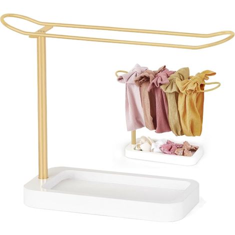 Espositore per fasce per capelli - Porta mollette, supporto in metallo con base in legno, organizer per mollette, porta fasce per capelli e porta gioielli Per decorare la toeletta della cameretta del (1/5)