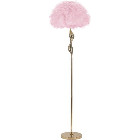 Lampadaire Imitation Plume "Slim" 165cm Or & Rose