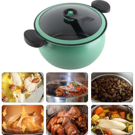 Autocuiseur domestique compact, casserole antiadhésive, multifonctionnelle pour mijoter et faire des soupes, compatible avec les plaques à induction, les cuisinières à gaz et les flammes nues, vert 7 (1/5)
