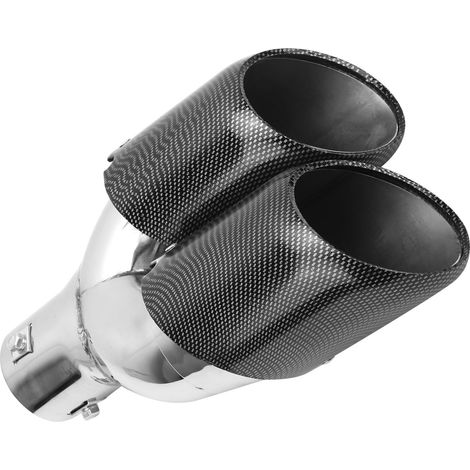 Embout d'échappement double sortie style carbone, acier inoxydable 304 soudé, universel, 2 pièces, finition noir mat, pour auto (1/5)