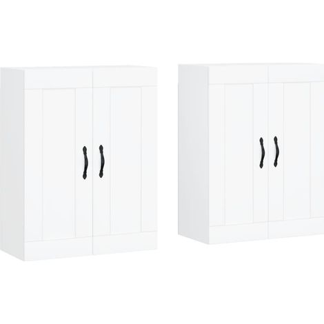 2 pcs Buffet,Bahut, Armoires murales blanc bois d'ingénierie CFW44057 (1/5)