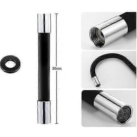 Rallonge de robinet pivotante avec aérateur et filtre diffuseur réglables, bec verseur orientable à 360°, rallonge de robinet de cuisine (1/5)