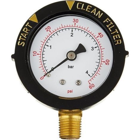 Manomètre de pression pour vannes de piscine et spa 60 psi Interface de montage inférieur NPT 1/4 pouce Manomètre de remplacement compatible Pentair 190058 Instrument de surveillance de la pression (1/5)