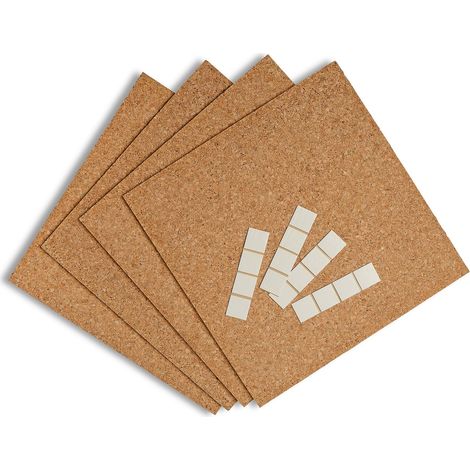 Decosa – Panneaux de liège autocollants 30,5 cm x 30,5 cm x 5 mm – Lot de 4 kits (16 panneaux) – Isolation phonique et thermique – Antistatiques et anti-allergiques