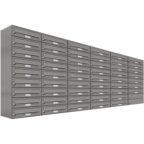 52er Premium Briefkasten Aluminiumgrau RAL Farbe 9007 für Außen Wand Postkasten (1/5)
