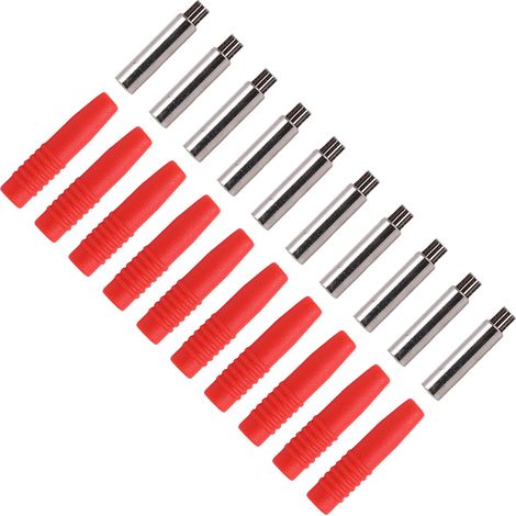 10 coupleurs de fiches bananes isolées de 2 mm avec capuchons de protection, adaptés aux équipements de test (rouge) (1/5)