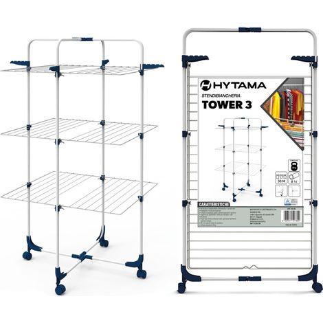 STENDIBIANCHERIA VERTICALE BIANCO TOWER 3 CON RUOTE (1/5)