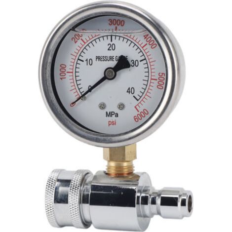 Rosvola Hochdruckreiniger-Manometer 6000 psi, hoch 3/8 Zoll, Schnellkupplungsteile, Zubehör. (1/5)