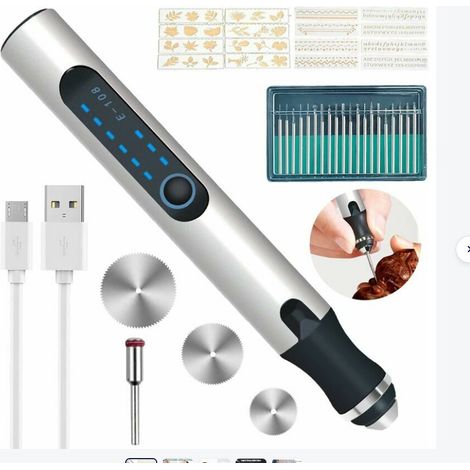 Mini Dremel Style Rotary Tool 108+20pcs Accessories, 4.2V Cordless Engraving Pen with Charger, Variable Speed Micro Carving Kit for DIY Jewelry Metal Glass Wood Etching (1/2)