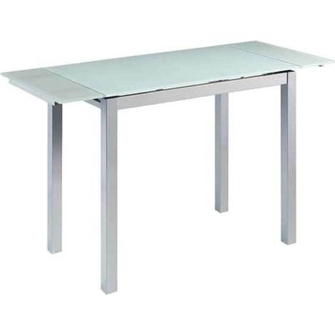 Mesa de cocina extensible Triana acabado blanco, 100/140cm (largo) x 60cm (ancho) x 76cm (fondo)