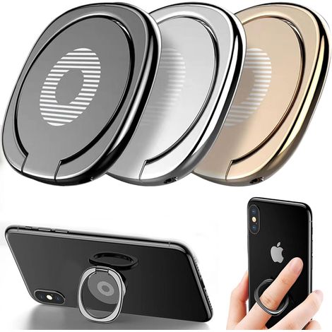 Set mit 3 universellen Handy-Ringhaltern, 360° drehbar, Metall, für Smartphones (1/5)