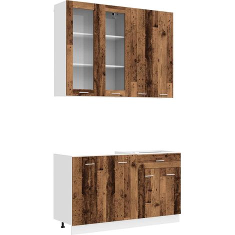 Kitchen Unit LYON 4 pcs Old Wood Engineered Wood vidaXL