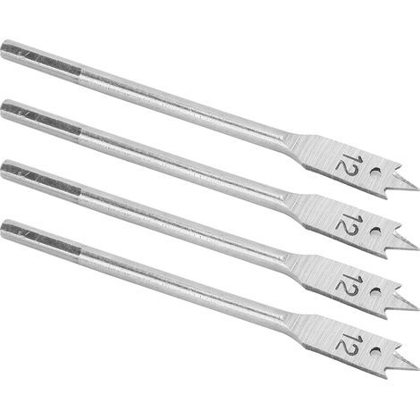 Jeu de 4 mèches plates en acier carbone pour bois, 12mm - Outils de menuiserie professionnels