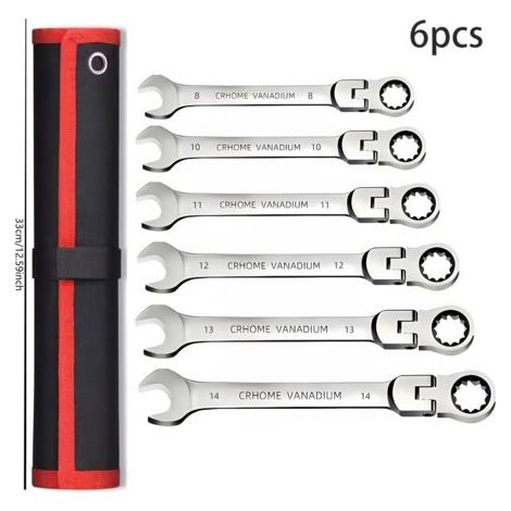 1 jeu de clé à cliquet à tête mobile, 72 dents, pivotement à 180°, en acier chrome-vanadium durable - Outil essentiel pour réparations domestiques