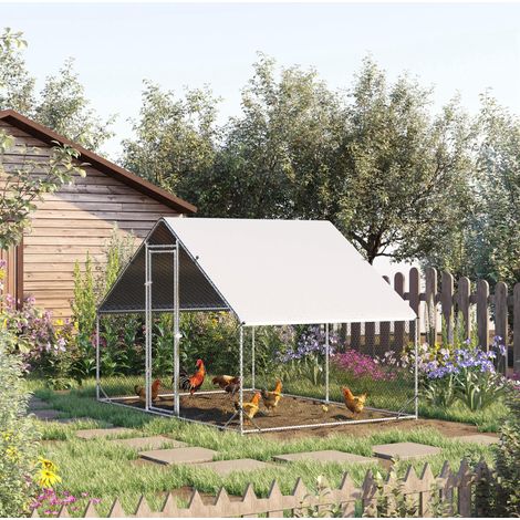 Recinto esterno per galline 300 x 200 x 200 cm con tetto e porta con serratura DESVIAE (1/5)