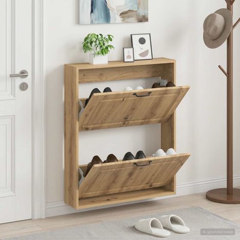 vidaXL Wall-Mounted Shoe Cabinet UTRECHT 71 x 17 x 86 cm Artisan Oak (1/5)
