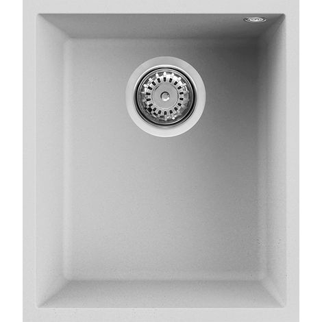 Lavello Elleci Incasso 1 vasca 38x44 Quadra 100 Sottotop Granitek Bianco LGQ10068BSO (1/6)