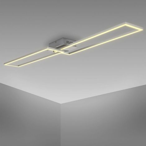 B.K.Licht Plafoniera LED da 40W, luce calda 3000K, 1 cornice orientabile, lampada da soffitto per ufficio Frame, colore cromato-alluminio spazzolato (1/5)