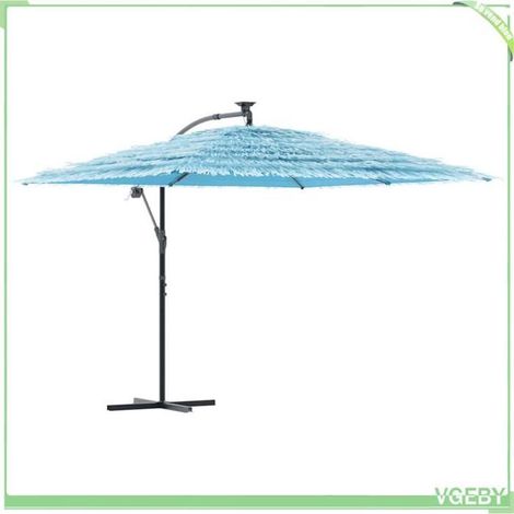 Parasol de jardin - FAFEICY - 4005083 - Carré 290x290x238 cm - Mât acier 48 mm - Manivelle - Bleu (1/5)