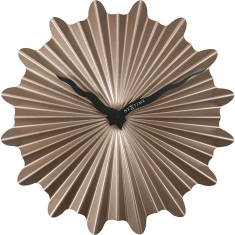 Horloge Murale Silencieuse en Métal Doré ou Marron 40 cm - Pendule Design Soleil sans Bruit - PANGIVO