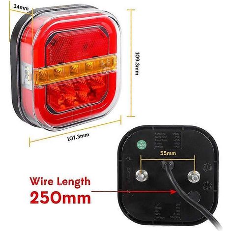 Kit de 2 feux arrière LED pour remorque, ultra-lumineux et à haut flux lumineux, installation simple et universelle, feu stop (1/5)
