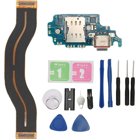 Ersatz-Ladeanschluss für Samsung Galaxy S21 Ultra 5G, USB-C-Anschluss, Flexkabel, Leiterplatte, Reparaturset mit Werkzeug, EU-Version